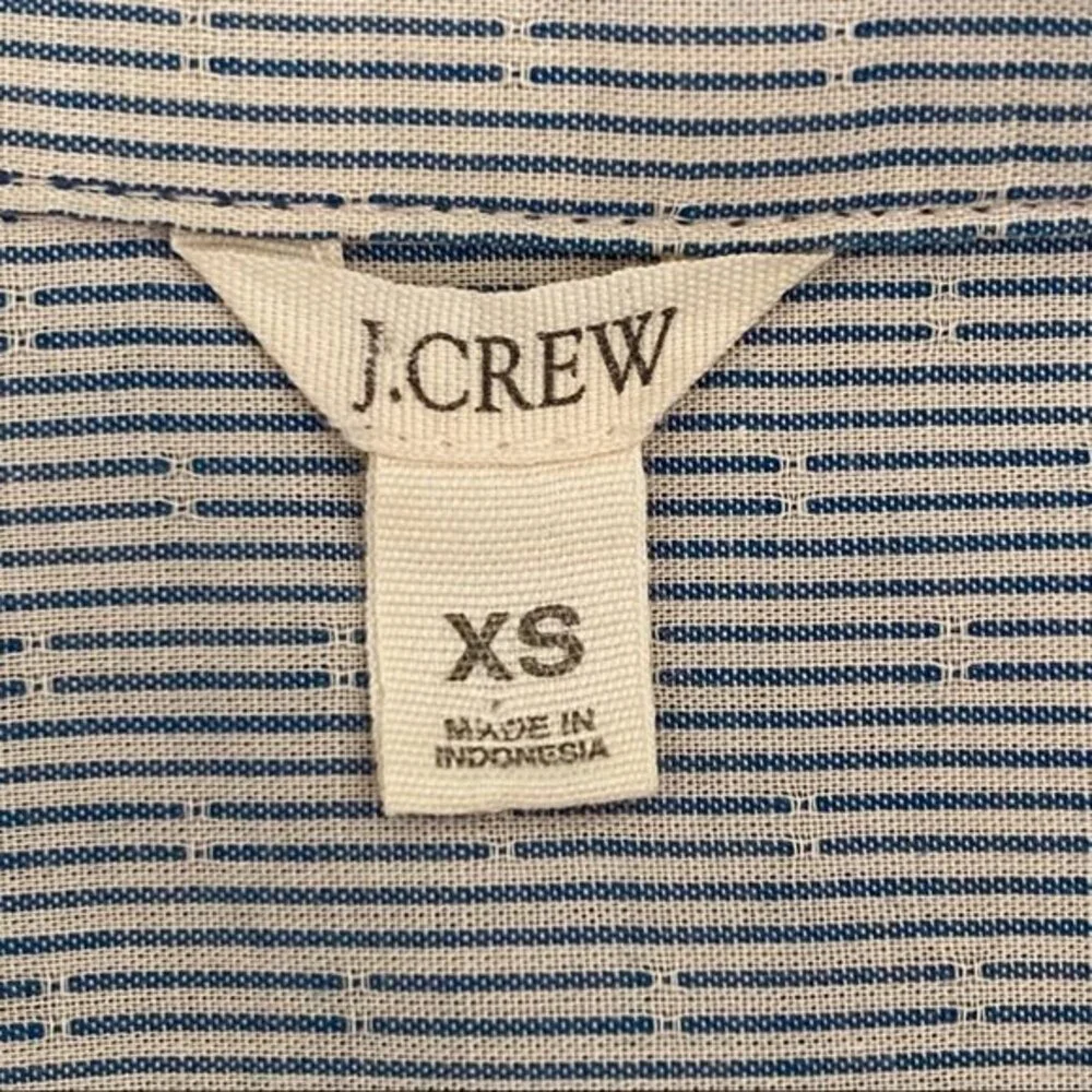 J. CREW Women's Buttondown Shirt XS Extra Small Long Sleeve Top Beige Cream Blue